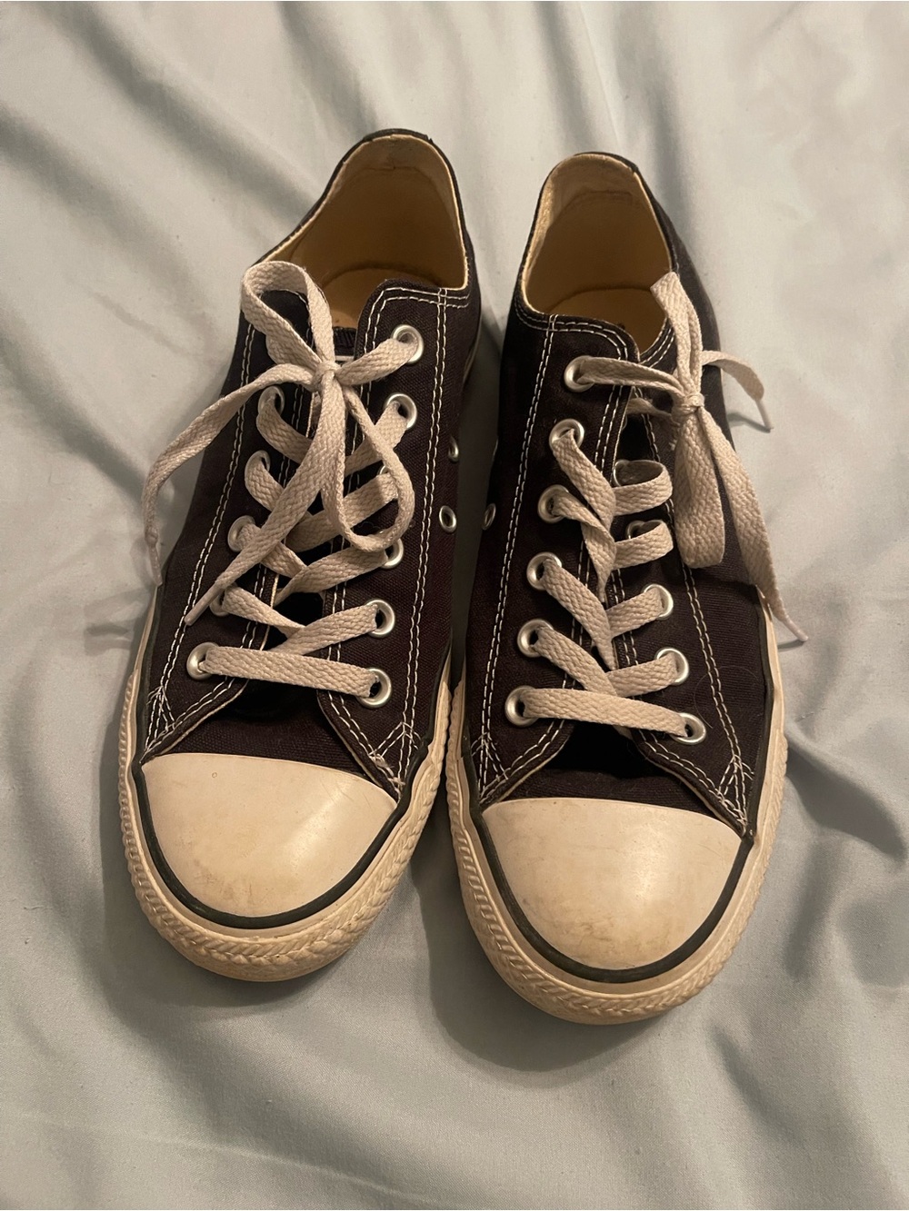 Converse Low-Top Sneakers in Black with Cream Accents